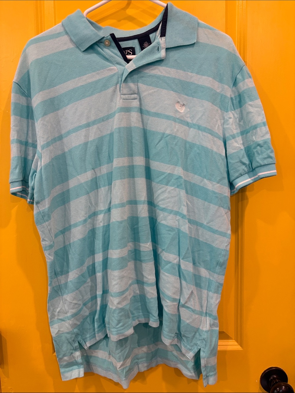 Chaps Light Blue Striped Polo Shirt by